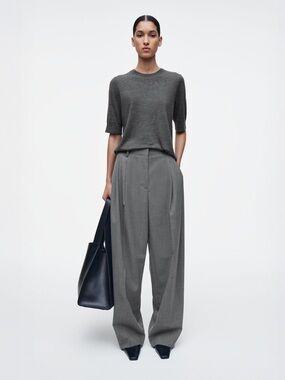 COS relaxed twill wide leg pants / Classic Wide-Leg Gray Dress Trousers